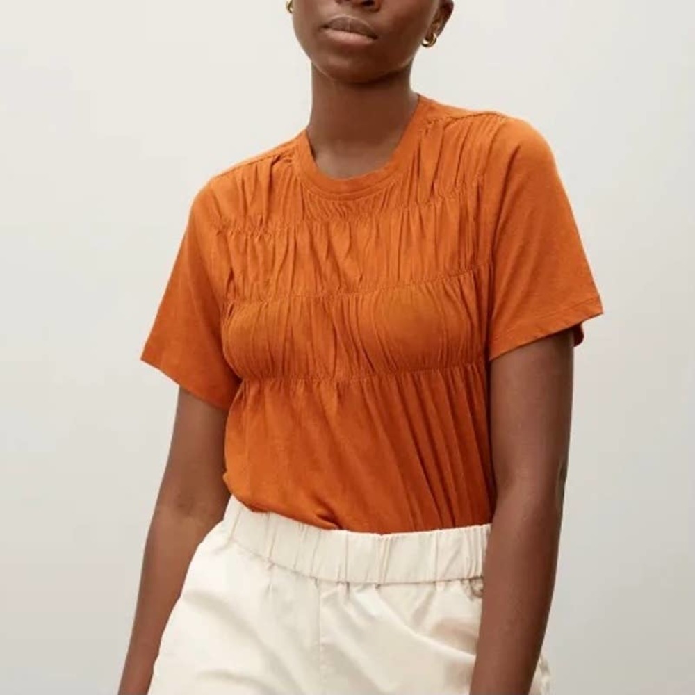 Everlane The Smock Tee in Burnt Orange Short Sleeve Blouse Top
